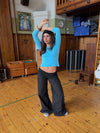 Suza pants with ribbed waist - Black