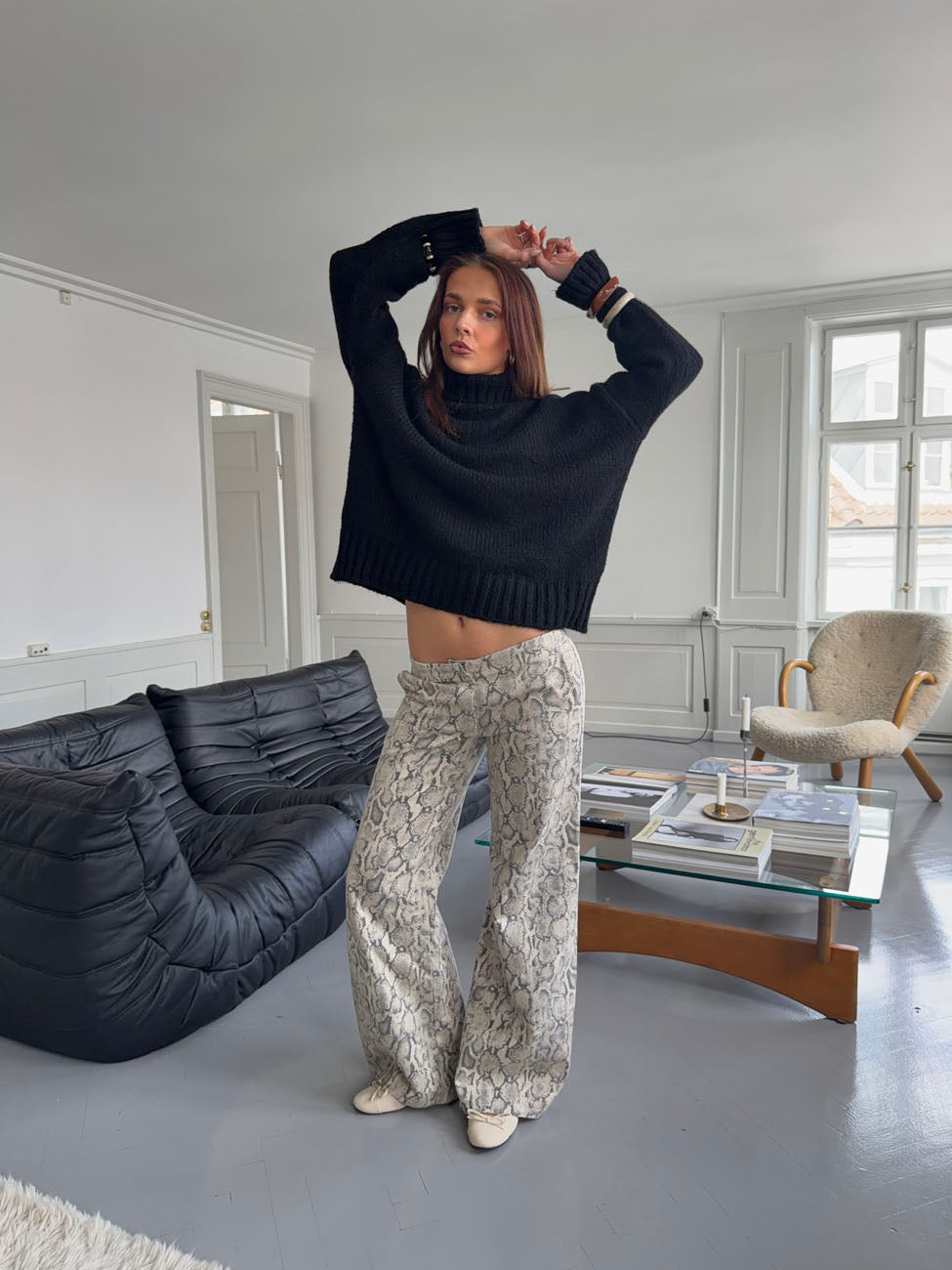 Berline trousers with snake print – Beige/grey