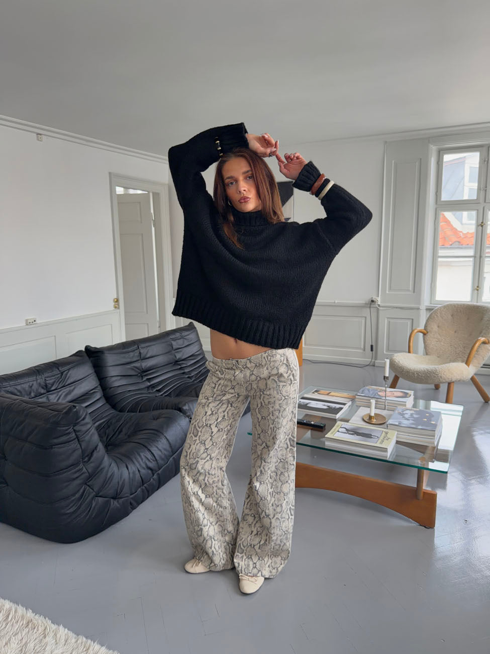 Berline trousers with snake print – Beige/grey