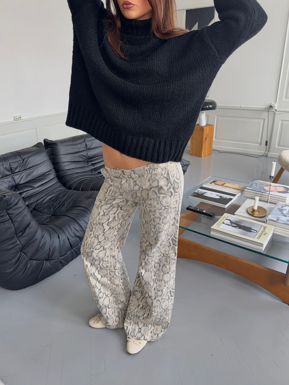 Berline trousers with snake print – Beige/grey