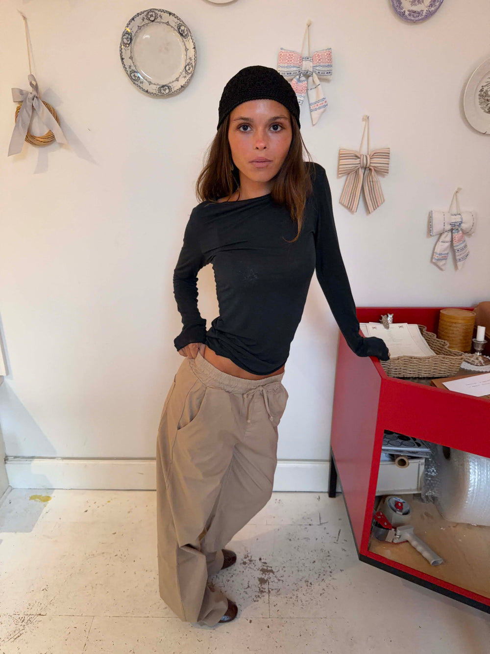 Lucille Pants with drawstring closure - Beige