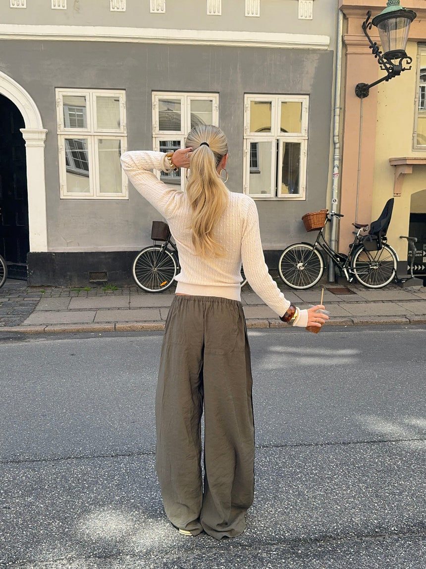 Samantha pants with striped details – Khaki