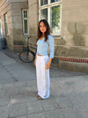 Vita pants with striped details - White/blue