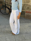 Vita pants with striped details - White/blue