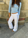 Vita pants with striped details - White/blue