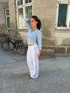 Vita pants with striped details - White/blue