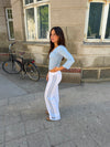 Vita pants with striped details - White/blue
