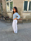 Vita pants with striped details - White/blue