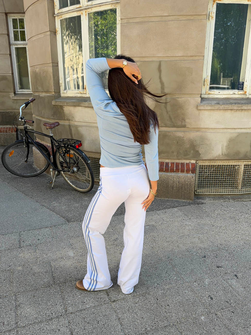 Vita pants with striped details - White/blue