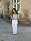 Vita pants with striped details - White/blue