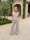Kristiana trousers with stripes - Beige/off white