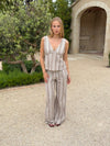 Kristiana trousers with stripes - Beige/off white