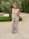 Kristiana trousers with stripes - Beige/off white