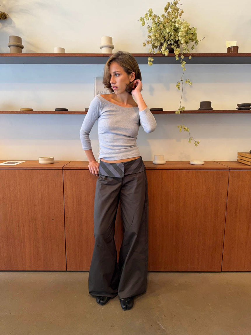 Bello pants with striped trim - Grey