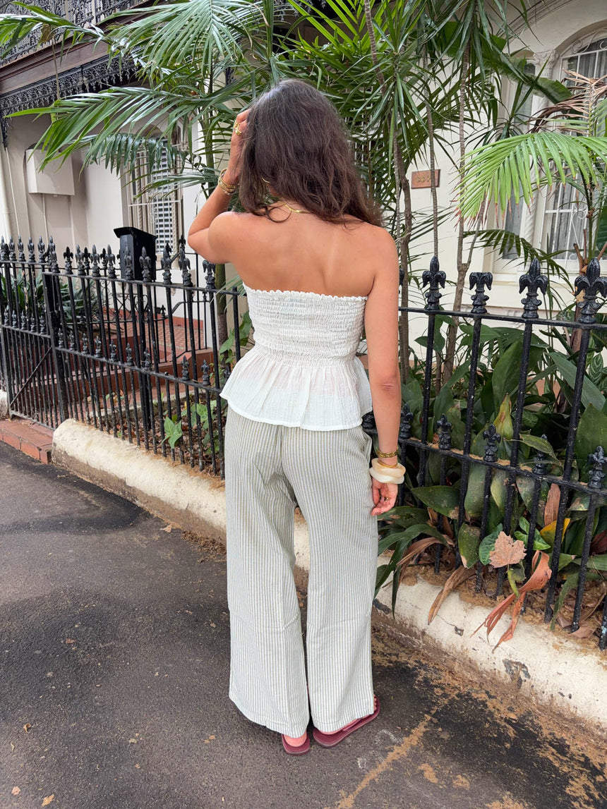 Jasmin striped trousers – Green/white