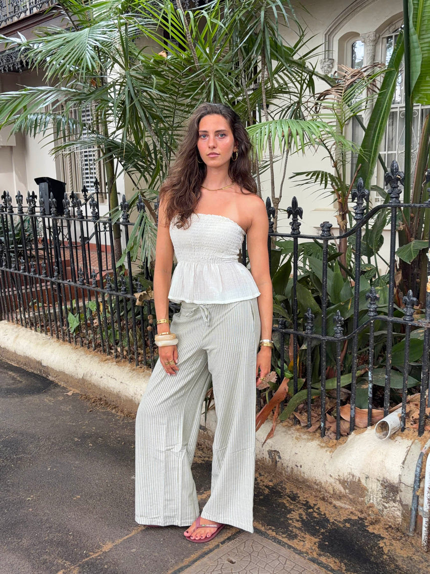 Jasmin striped trousers – Green/white