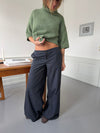 Maluna pants with pinstripes - Navy/white