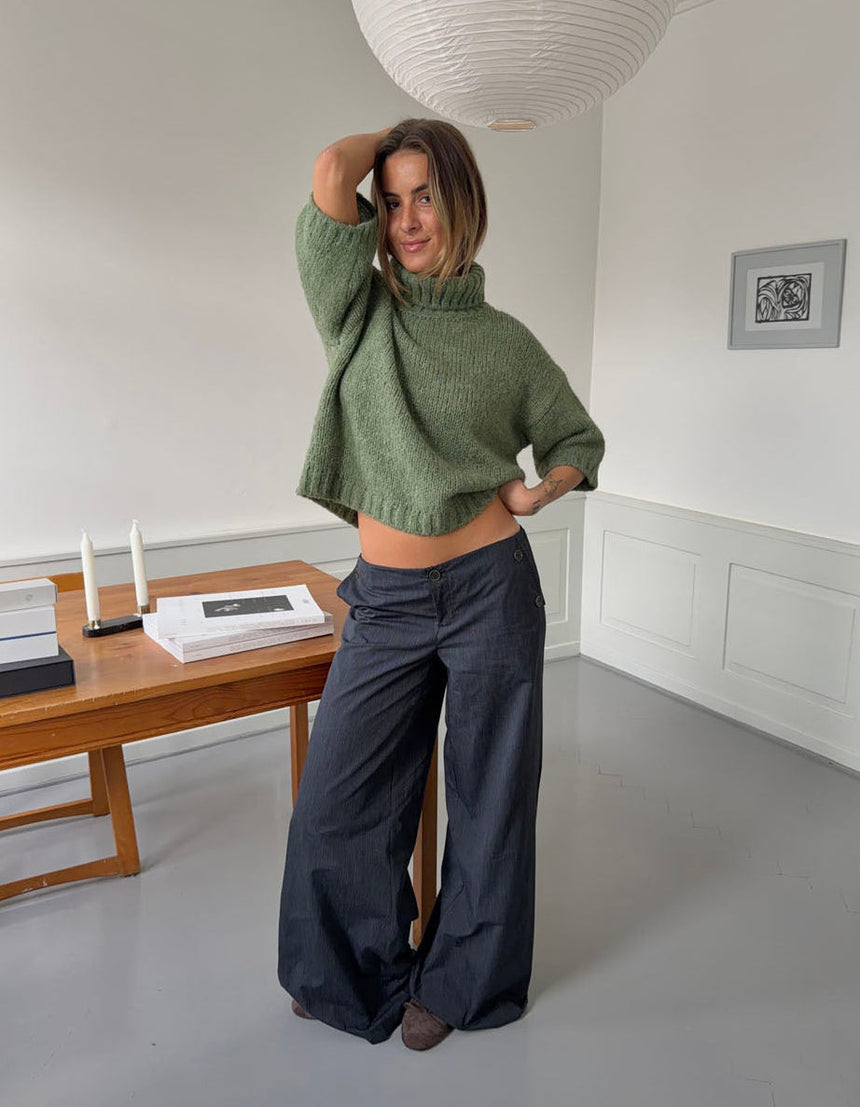 Maluna pants with pinstripes - Navy/white