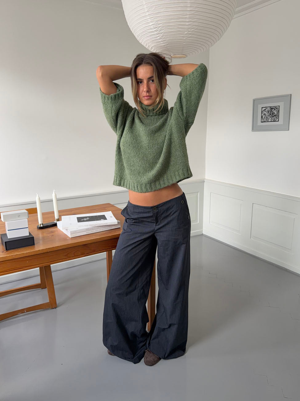 Maluna pants with pinstripes - Navy/white