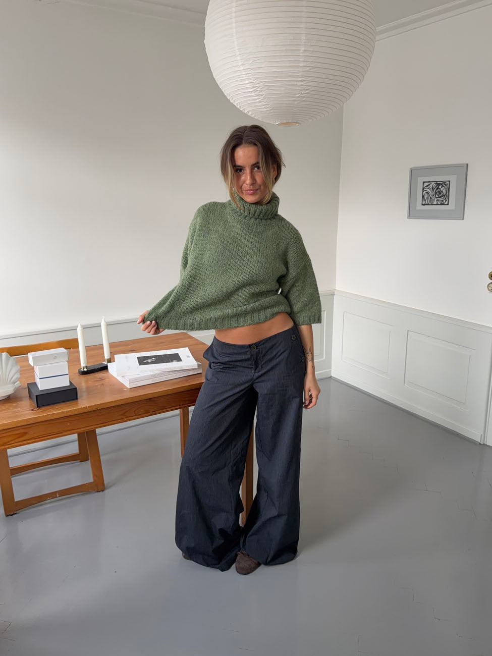 Maluna pants with pinstripes - Navy/white