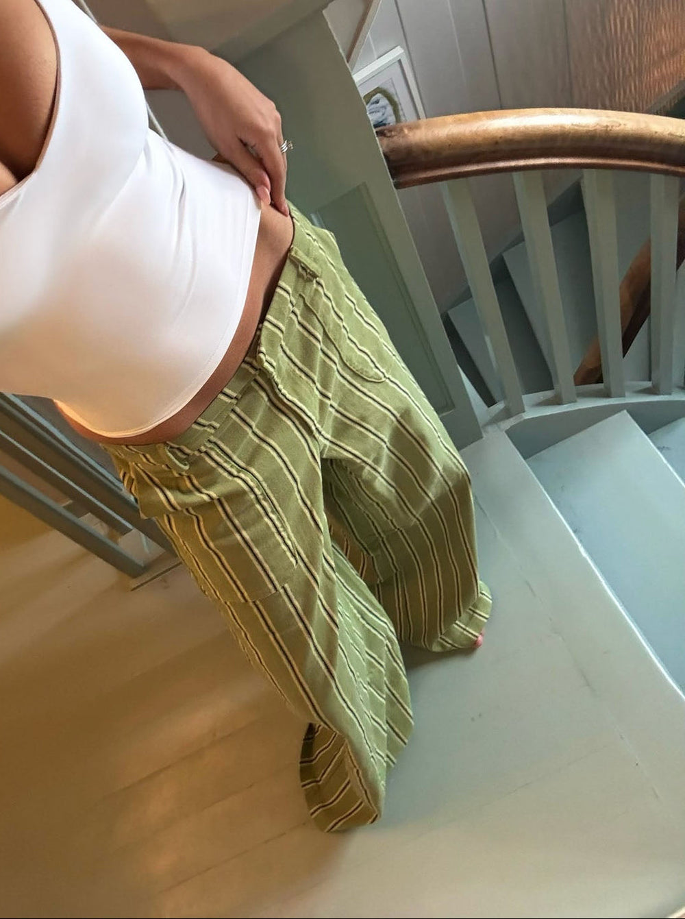 Lonny trousers with stripes – Green