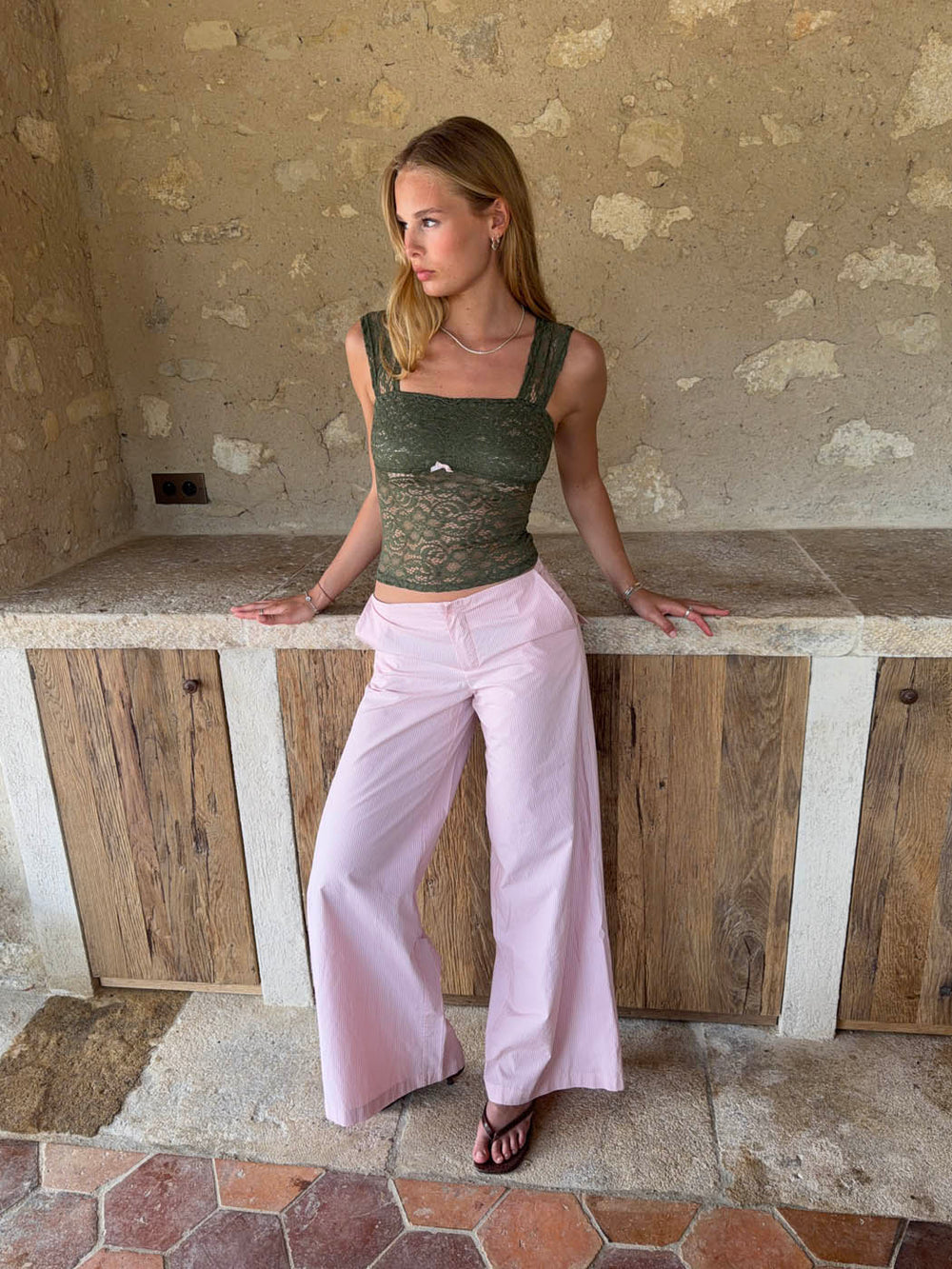 Vitella pants with stripes - Light pink