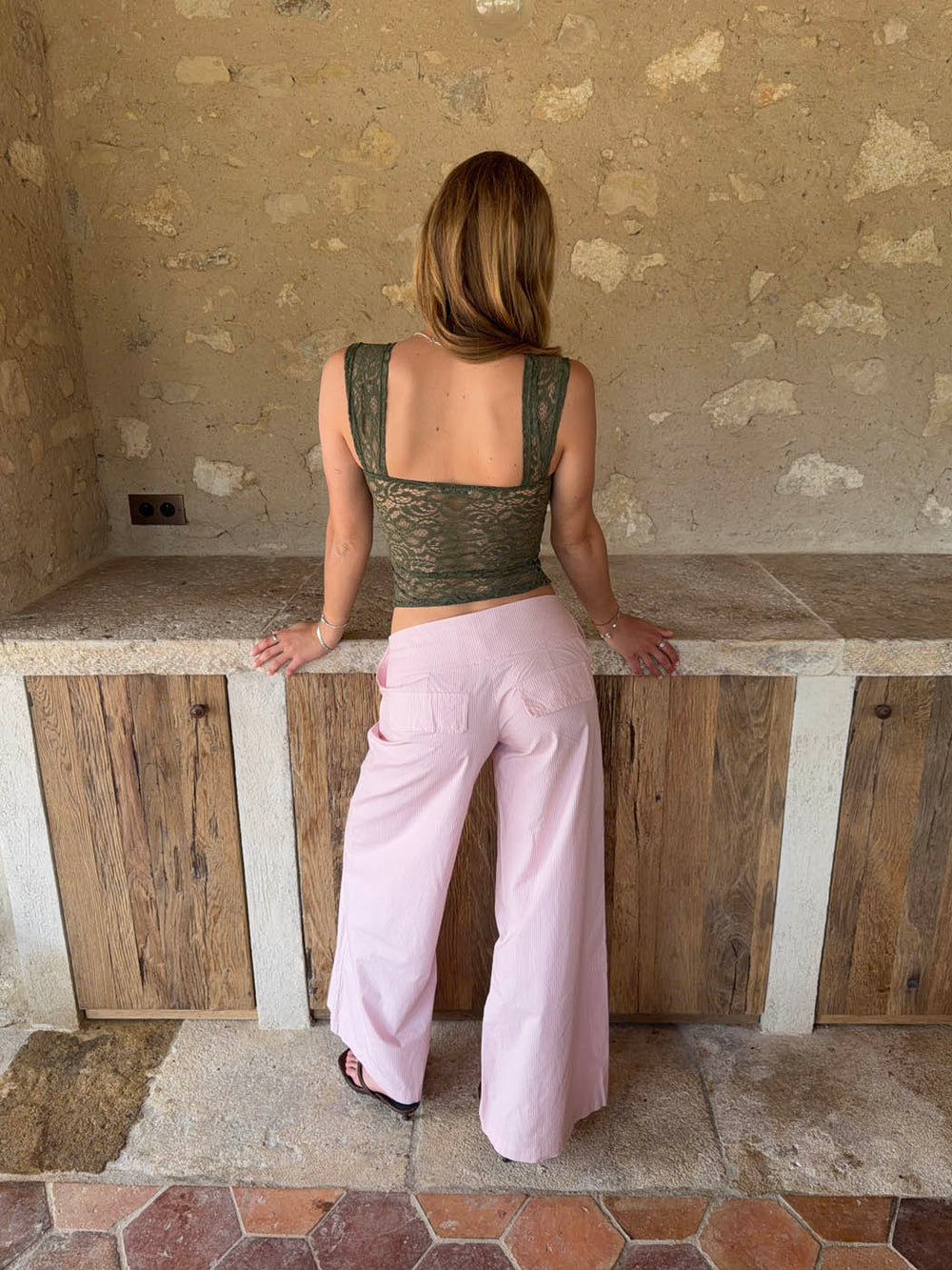 Vitella pants with stripes - Light pink