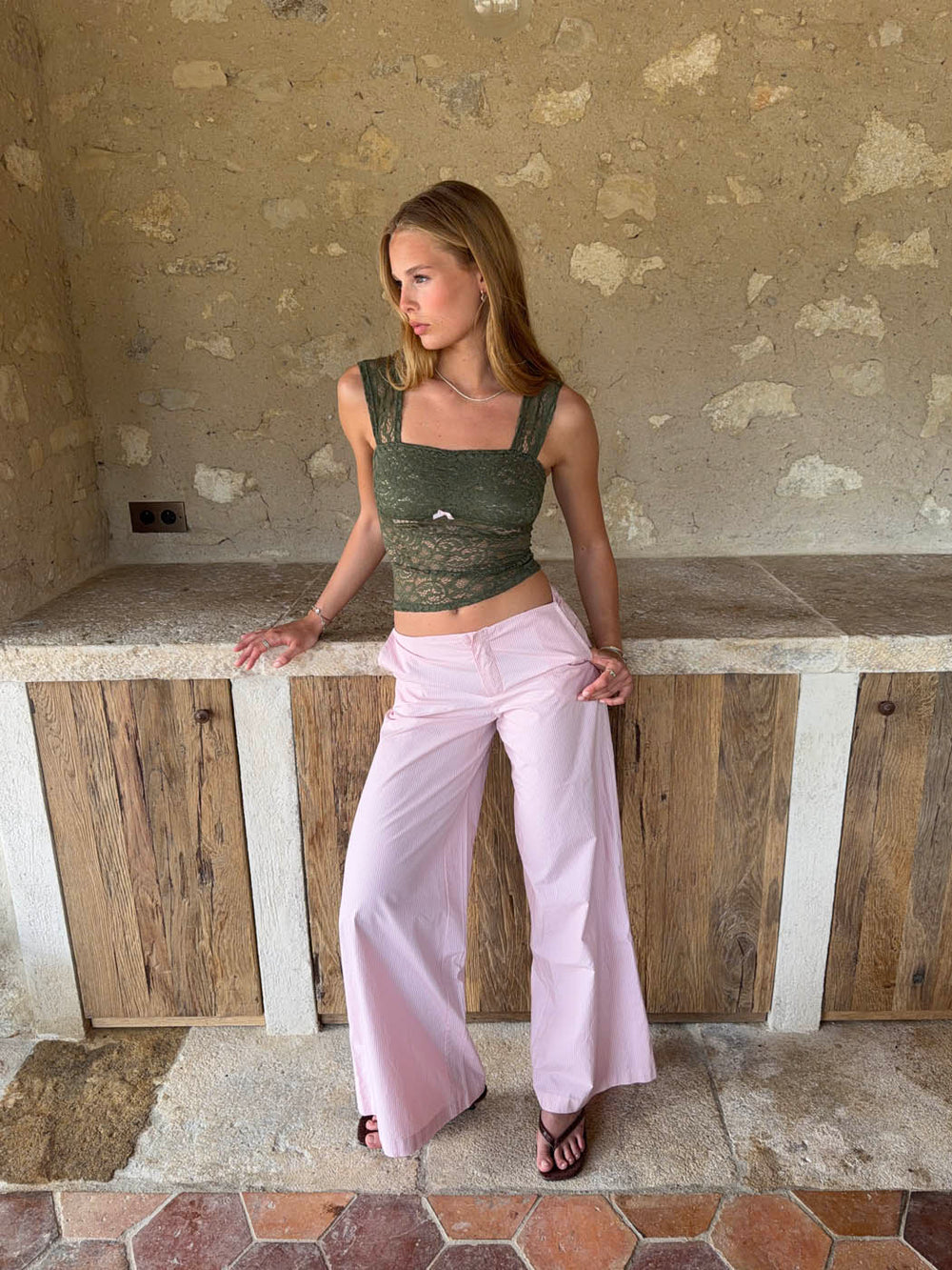 Vitella pants with stripes - Light pink