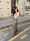 Bello pants  with stribed trim - Light grey
