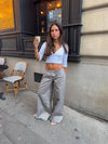 Bello pants  with stribed trim - Light grey