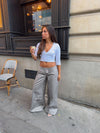 Bello pants  with stribed trim - Light grey
