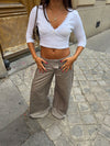 Bello pants  with stribed trim - Light grey