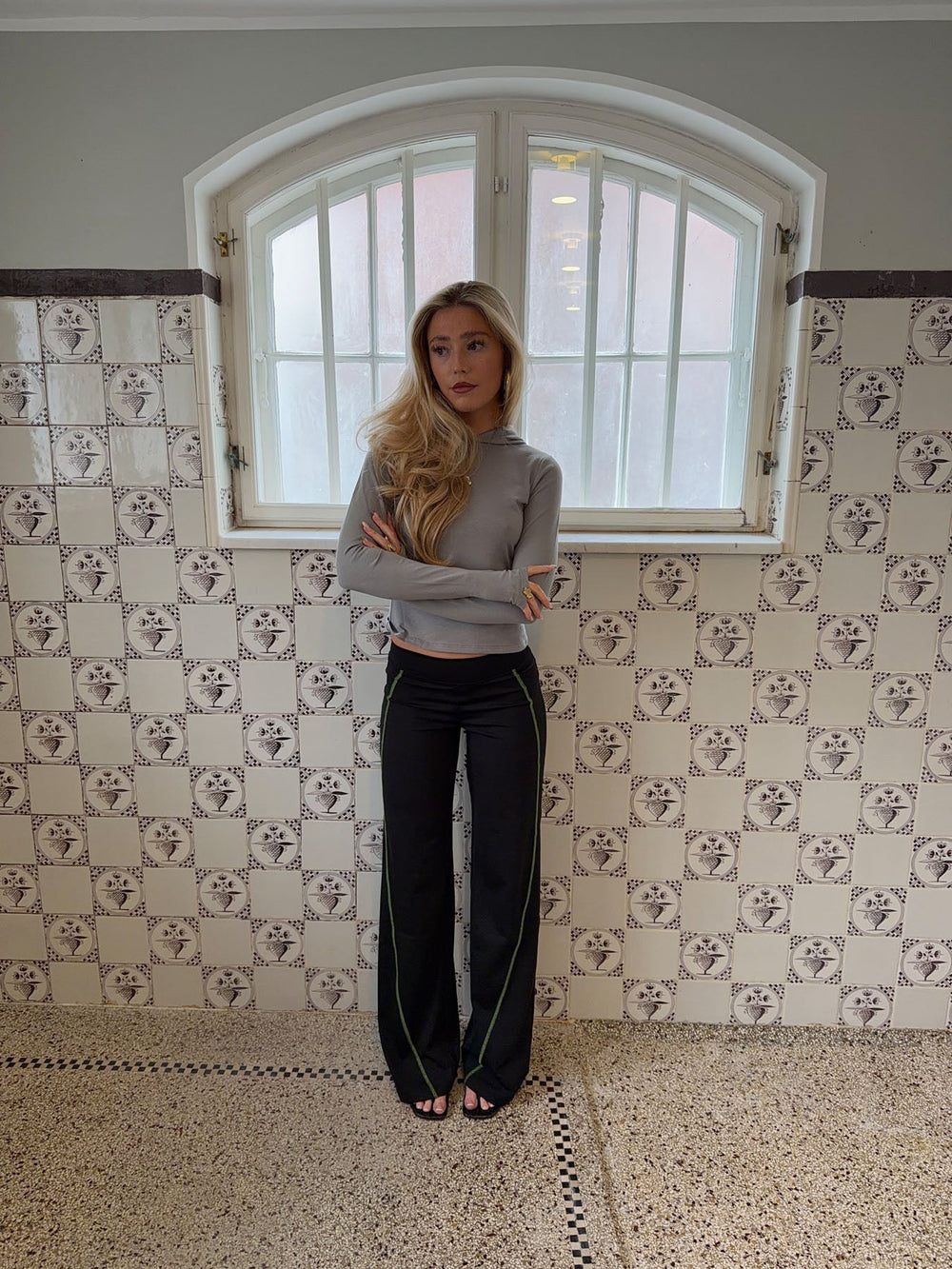 Hilda pants with detail - Black/green