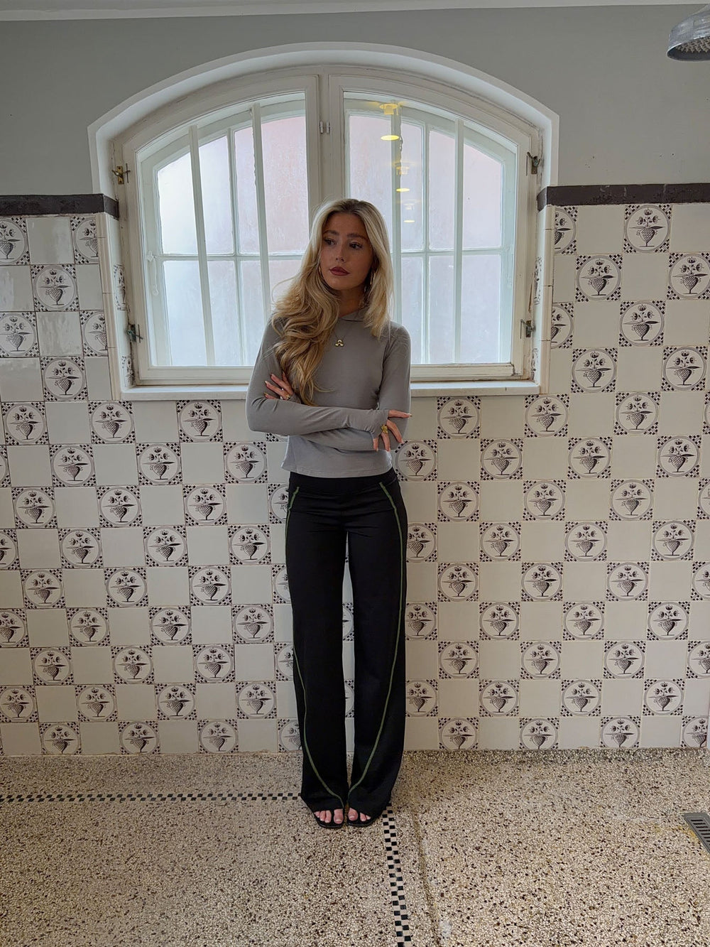 Hilda pants with detail - Black/green