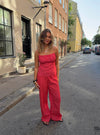 Yara pants with checkers - Red