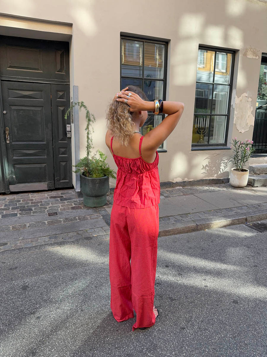 Yara pants with checkers - Red