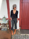 Kayana capri pants with stripes - Dark grey