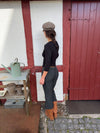 Kayana capri pants with stripes - Dark grey