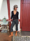 Kayana capri pants with stripes - Dark grey