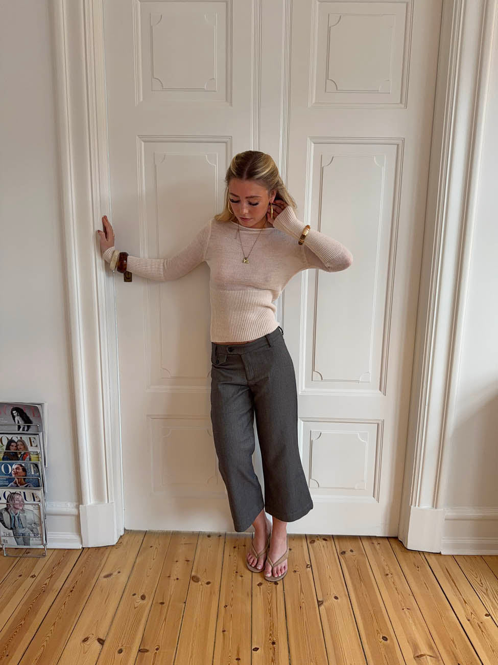 Taratina capri pants with details – Grey