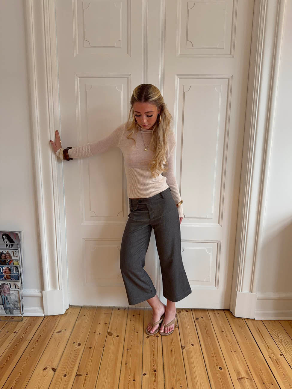 Taratina capri pants with details – Grey