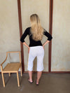 Tazzina capris with stripes - White/yellow/black