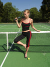 Speeda capri pants with stripes – Jet Black/cherry