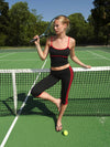 Speeda capri pants with stripes – Jet Black/cherry
