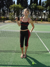 Speeda capri pants with stripes – Jet Black/cherry