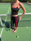 Speeda capri pants with stripes – Jet Black/cherry