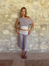 Camina loose caprishorts with lace - Beige/white