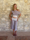 Camina loose caprishorts with lace - Beige/white