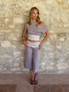 Camina loose caprishorts with lace - Beige/white