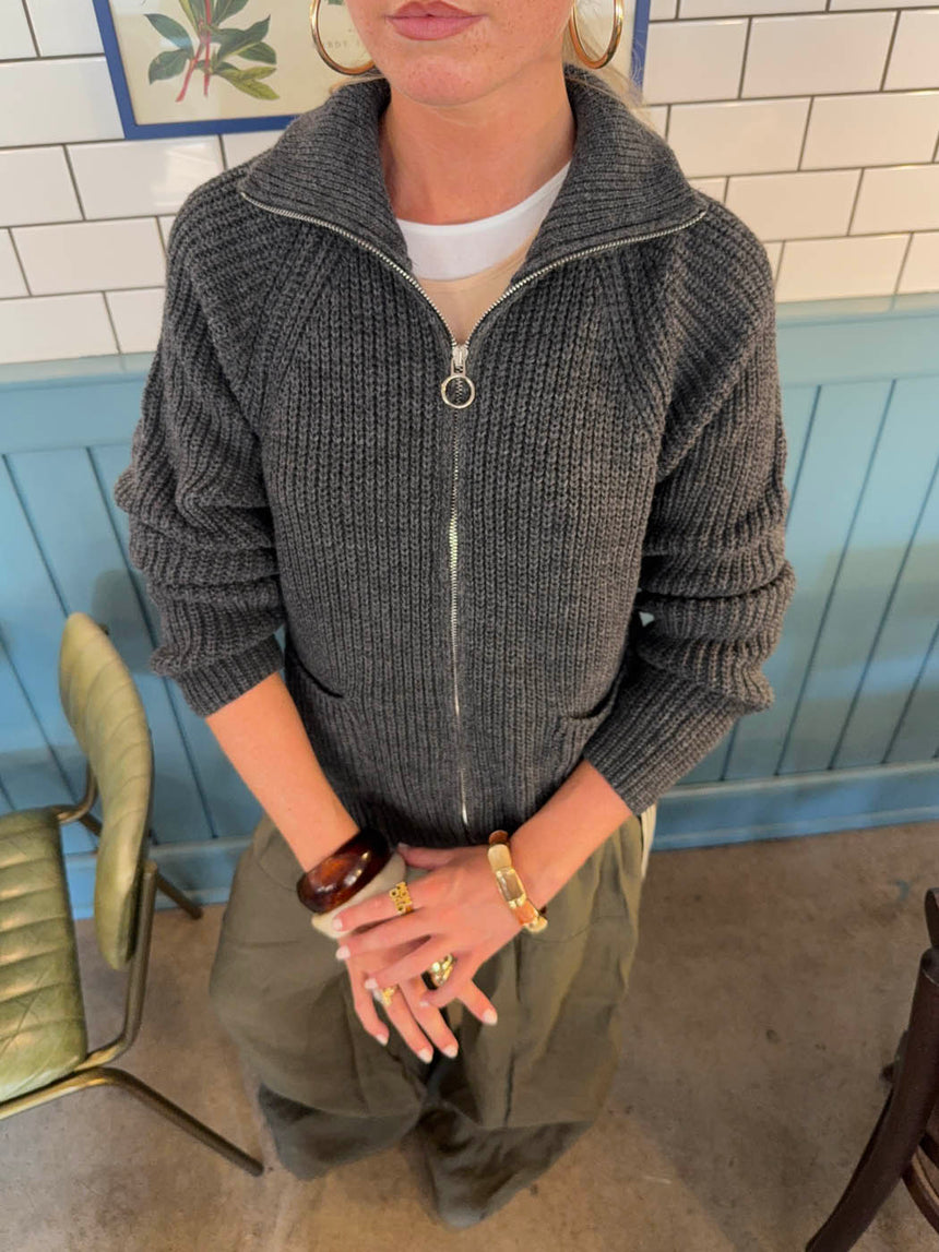 Pluto cardigan with zipper - Grey